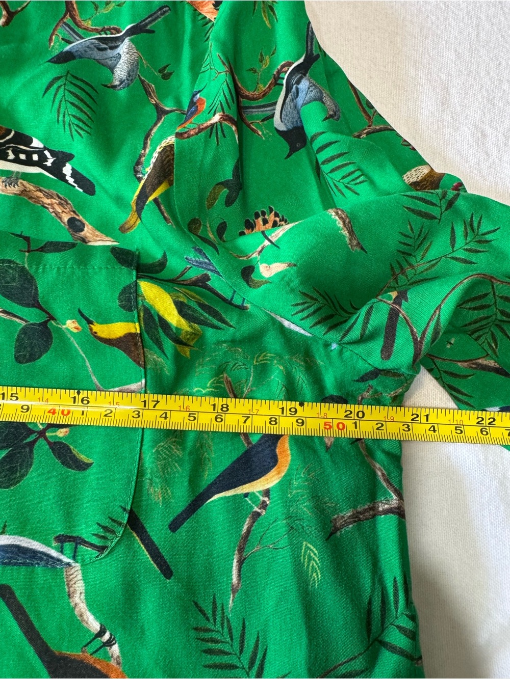Joanie x Natural History Museum Bird Print Blouse Women’s US 10 Green - Picture 5 of 8